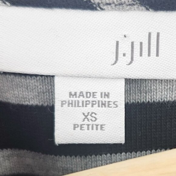 J. Jill Womens XSP Black Grey Knit Striped Shift Dress with Pocket Detail - Picture 3 of 11